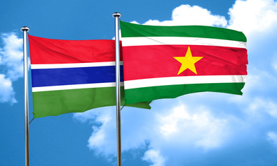 Gambia flag with Suriname flag, 3D rendering