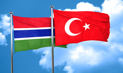 Gambia flag with Turkey flag, 3D rendering