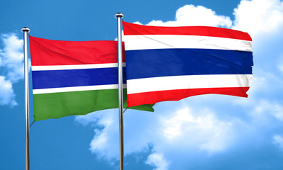 Gambia flag with Thailand flag, 3D rendering