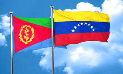 Eritrea flag with Venezuela flag, 3D rendering