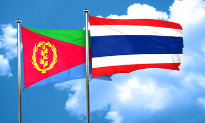 Eritrea flag with Thailand flag, 3D rendering