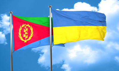 Eritrea flag with Ukraine flag, 3D rendering