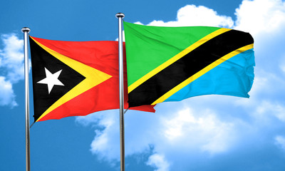 east timor flag with Tanzania flag, 3D rendering