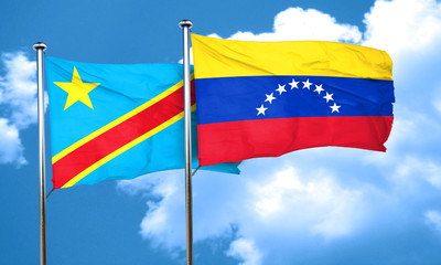 Democratic republic of the congo flag with Venezuela flag, 3D re