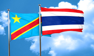 Democratic republic of the congo flag with Thailand flag, 3D ren