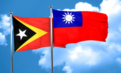 east timor flag with Taiwan flag, 3D rendering