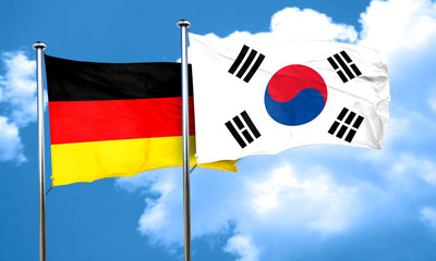 German flag with South Korea flag, 3D rendering