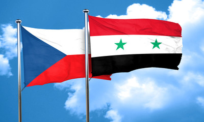czechoslovakia flag with Syria flag, 3D rendering