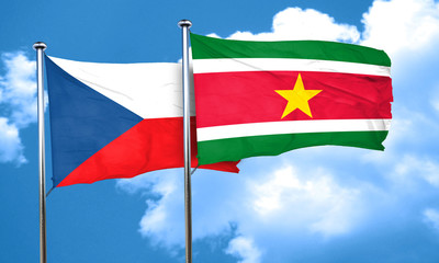 czechoslovakia flag with Suriname flag, 3D rendering