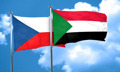 czechoslovakia flag with Sudan flag, 3D rendering