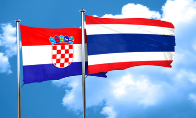 croatia flag with Thailand flag, 3D rendering