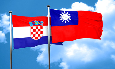 croatia flag with Taiwan flag, 3D rendering