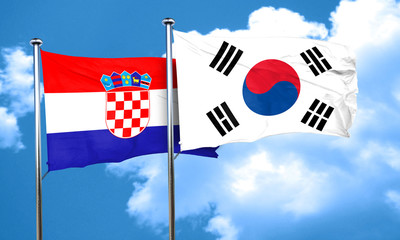 croatia flag with South Korea flag, 3D rendering