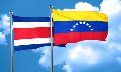Costa Rica flag with Venezuela flag, 3D rendering