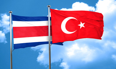 Costa Rica flag with Turkey flag, 3D rendering