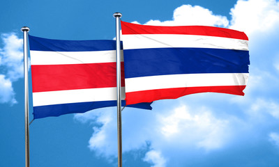 Costa Rica flag with Thailand flag, 3D rendering