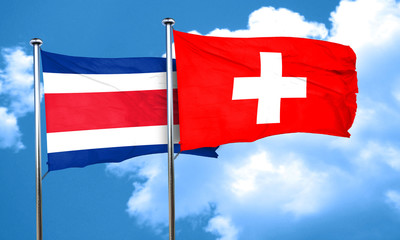 Costa Rica flag with Switzerland flag, 3D rendering