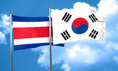 Costa Rica flag with South Korea flag, 3D rendering