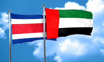 Costa Rica flag with UAE flag, 3D rendering