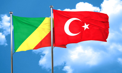 Congo flag with Turkey flag, 3D rendering