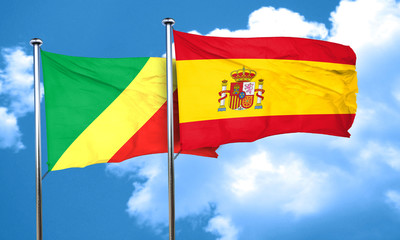 Congo flag with Spain flag, 3D rendering