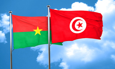 Burkina Faso flag with Tunisia flag, 3D rendering
