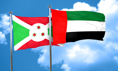 Burundi flag with UAE flag, 3D rendering