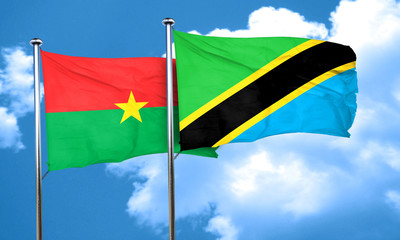 Burkina Faso flag with Tanzania flag, 3D rendering