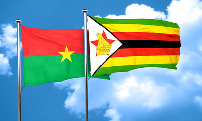 Burkina Faso flag with Zimbabwe flag, 3D rendering