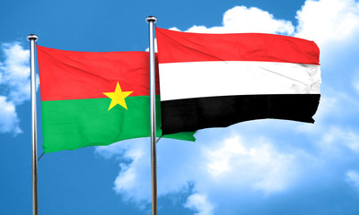 Burkina Faso flag with Yemen flag, 3D rendering