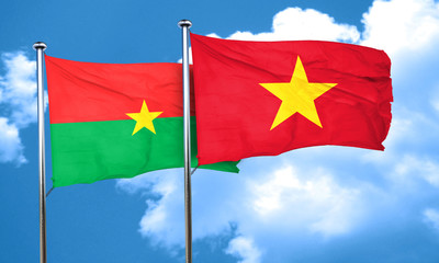 Burkina Faso flag with Vietnam flag, 3D rendering