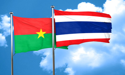 Burkina Faso flag with Thailand flag, 3D rendering