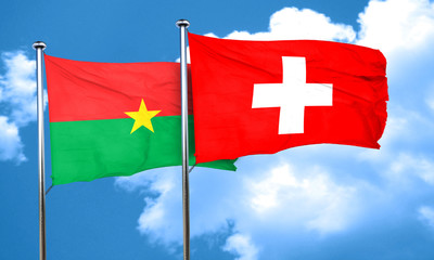 Burkina Faso flag with Switzerland flag, 3D rendering