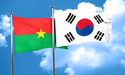 Burkina Faso flag with South Korea flag, 3D rendering