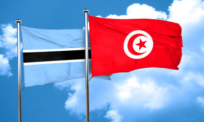 Botswana flag with Tunisia flag, 3D rendering