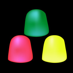  fruit jelly candies isolated on black background