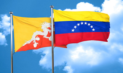 Bhutan flag with Venezuela flag, 3D rendering