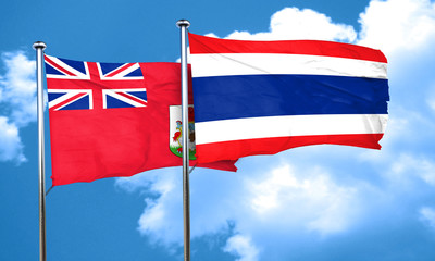 bermuda flag with Thailand flag, 3D rendering