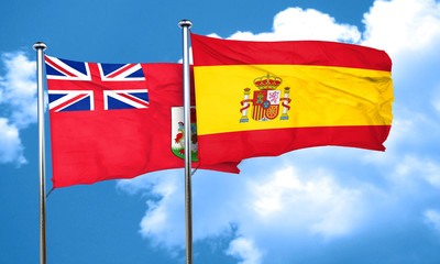 bermuda flag with Spain flag, 3D rendering
