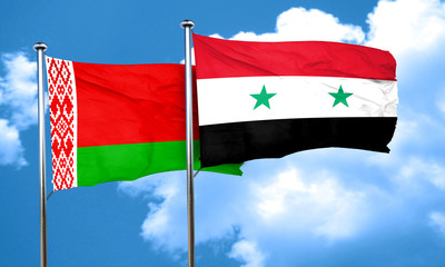 Belarus flag with Syria flag, 3D rendering