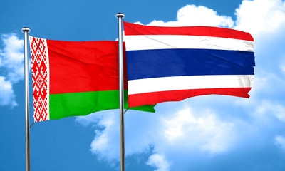 Belarus flag with Thailand flag, 3D rendering