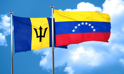 Barbados flag with Venezuela flag, 3D rendering