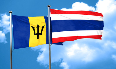 Barbados flag with Thailand flag, 3D rendering