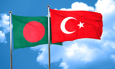 Bangladesh flag with Turkey flag, 3D rendering