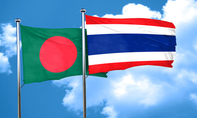 Bangladesh flag with Thailand flag, 3D rendering