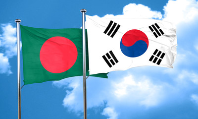 Bangladesh flag with South Korea flag, 3D rendering