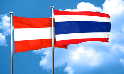 Austria flag with Thailand flag, 3D rendering
