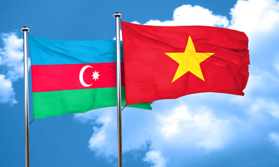 Azerbaijan flag with Vietnam flag, 3D rendering