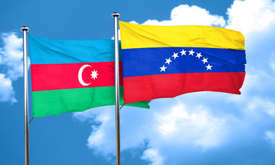 Azerbaijan flag with Venezuela flag, 3D rendering