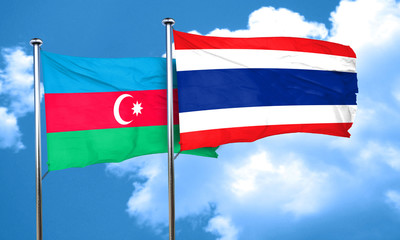 Azerbaijan flag with Thailand flag, 3D rendering